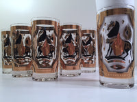 Load image into Gallery viewer, Fred Press Signed Mid-Century Trojan Horse Highball Glasses (Set of 4)
