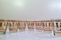 Load image into Gallery viewer, Fred Press Signed Mid-Century 22-Karat Gold Seahorse Double Old Fashion Glasses (Set of 7)
