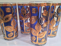 Load image into Gallery viewer, Culver Mid-Century Blue and 22-Karat Gold Leaf Glasses (Set of 8)

