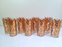 Load image into Gallery viewer, Culver Signed Mid-Century 22-Karat Gold Foliage Glasses (Set of 8)

