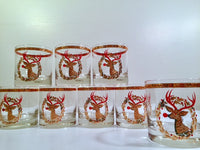 Load image into Gallery viewer, Culver Signed Mid-Century Rudolph The Red Nose Reindeer Old Fashion Glasses - Rare (Set of 8)
