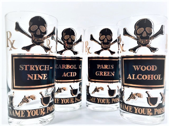 Georges Briard Mid-Century Name Your Poison Glasses (Set of 4)