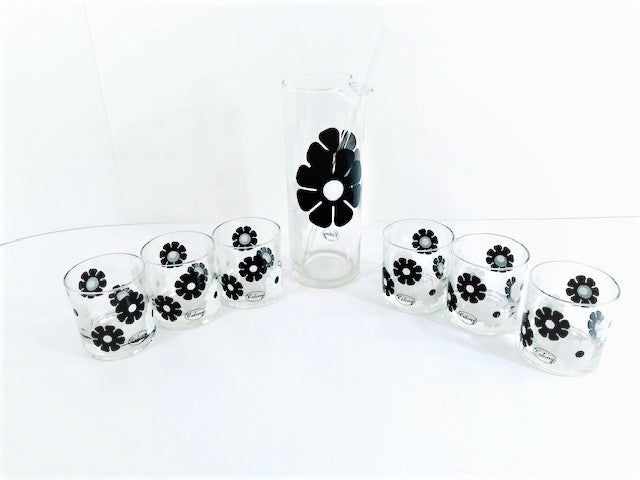 Colony Signed Mid-Century Black and White Moon Flower 8-Piece Set