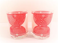 Load image into Gallery viewer, Georges Briard Signed Red and White Abstract Double Old Fashion Glasses (Set of 2)
