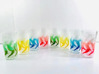 Load image into Gallery viewer, Anchor Hocking Mid-Century Rainbow Swirl Glasses With Carrier (Set of 8)
