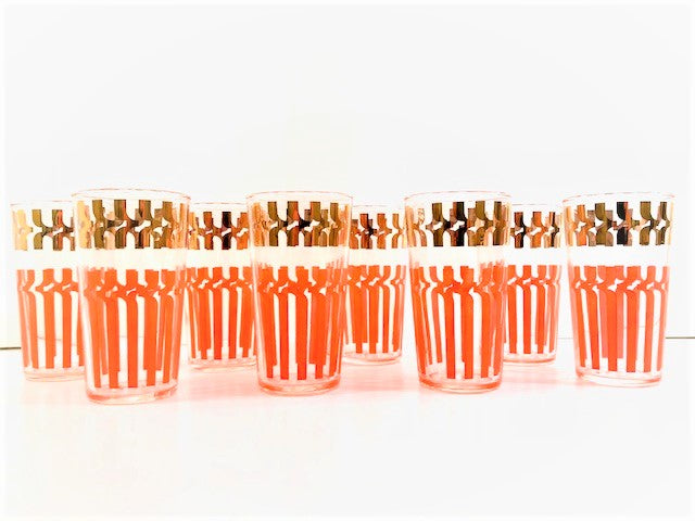 Dominion Glass Company Gold and Orange Econo-Pack Glasses (Set of 8)