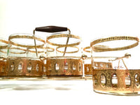 Load image into Gallery viewer, Culver Signed Antigua Mid-Century 22-Karat Gold Rock Glasses (Set of 8) with Atomic Carrier
