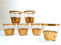 Load image into Gallery viewer, Culver Signed Antigua Mid-Century 22-Karat Gold Old Fashion Rock Glasses (Set of 6)
