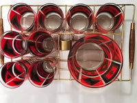 Load image into Gallery viewer, Washington Glass Mid-Century Geometric Red, Black and Gold 11-Piece Bar Set
