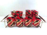 Load image into Gallery viewer, Washington Glass Mid-Century Geometric Red, Black and Gold 11-Piece Bar Set
