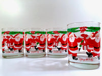 Load image into Gallery viewer, Georges Briard Signed Mid-Century Dancing Santa Double Old Fashion Glasses (Set of 4)
