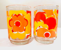 Load image into Gallery viewer, Libbey Mid-Century Orange &amp; Yellow Flower Power Glasses (Set of 4)

