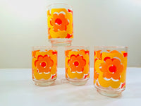 Load image into Gallery viewer, Libbey Mid-Century Orange &amp; Yellow Flower Power Glasses (Set of 4)
