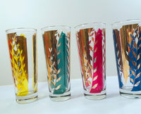 Load image into Gallery viewer, D Campbell Signed Mid-Century Leaf Tall Collins Glasses (Set of 4)
