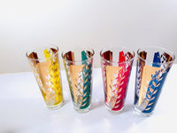 Load image into Gallery viewer, D Campbell Signed Mid-Century Leaf Tall Collins Glasses (Set of 4)

