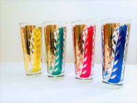Load image into Gallery viewer, D Campbell Signed Mid-Century Leaf Tall Collins Glasses (Set of 4)
