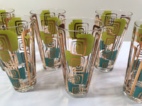 Load image into Gallery viewer, Gay Fad Signed Mid-Century Chartreuse and Aqua Atomic Glasses (Set of 7)
