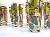 Load image into Gallery viewer, Gay Fad Signed Mid-Century Chartreuse and Aqua Atomic Glasses (Set of 7)
