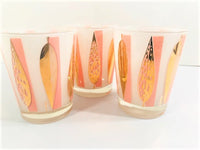 Load image into Gallery viewer, Fred Press Signed Mid-Century 22-Karat Gold Frosted Pink Leaf Double Old Fashion Glasses (Set of 3)
