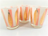 Load image into Gallery viewer, Fred Press Signed Mid-Century 22-Karat Gold Frosted Pink Leaf Double Old Fashion Glasses (Set of 3)

