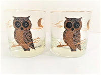 Load image into Gallery viewer, Couroc Signed Mid-Century Black and 22-Karat Gold Owl Old Fashion Glasses (Set of 2)
