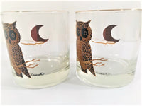 Load image into Gallery viewer, Couroc Signed Mid-Century Black and 22-Karat Gold Owl Old Fashion Glasses (Set of 2)
