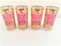 Load image into Gallery viewer, Fred Press Signed Pink and Gold Hollywood Regency Highball Glasses (Set of 4)
