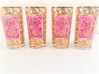 Load image into Gallery viewer, Fred Press Signed Pink and Gold Hollywood Regency Highball Glasses (Set of 4)
