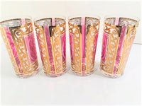 Load image into Gallery viewer, Fred Press Signed Pink and Gold Hollywood Regency Highball Glasses (Set of 4)
