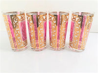 Load image into Gallery viewer, Fred Press Signed Pink and Gold Hollywood Regency Highball Glasses (Set of 4)
