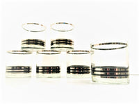 Load image into Gallery viewer, Georges Briard Signed Mid-Century Black and Silver Bands Glasses (Set of 6)
