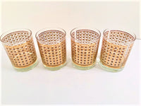 Load image into Gallery viewer, Georges Briard Signed Mid-Century Golden Square Double Old Fashion Glasses (Set of 4)
