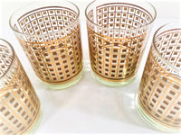 Load image into Gallery viewer, Georges Briard Signed Mid-Century Golden Square Double Old Fashion Glasses (Set of 4)
