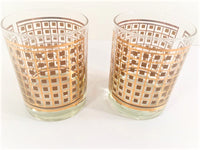 Load image into Gallery viewer, Georges Briard Signed Mid-Century Golden Square Double Old Fashion Glasses (Set of 2)
