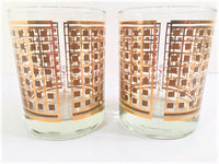 Load image into Gallery viewer, Georges Briard Signed Mid-Century Golden Square Double Old Fashion Glasses (Set of 2)
