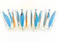 Load image into Gallery viewer, Fred Press Signed Mid-Century Blue Fish Glasses (Set of 4)
