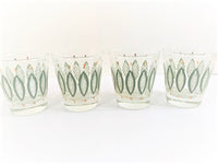 Load image into Gallery viewer, Libbey Mid-Century Gold-Green and White Whiskey Glasses (Set of 4)
