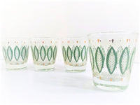 Load image into Gallery viewer, Libbey Mid-Century Gold-Green and White Whiskey Glasses (Set of 4)
