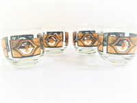 Load image into Gallery viewer, Culver Signed Mid-Century Black and Gold Diamond Roly Poly Glasses (Set of 4)
