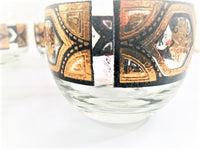 Load image into Gallery viewer, Culver Signed Mid-Century Black and Gold Diamond Roly Poly Glasses (Set of 4)
