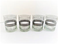 Load image into Gallery viewer, Culver Signed Mid-Century Silver and Black Band Double Old Fashion Glasses (Set of 4)

