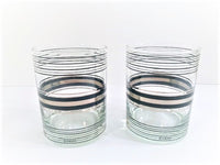 Load image into Gallery viewer, Culver Signed Mid-Century Silver and Black Band Double Old Fashion Glasses (Set of 2)
