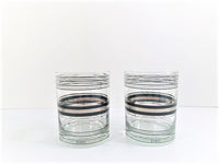 Load image into Gallery viewer, Culver Signed Mid-Century Silver and Black Band Double Old Fashion Glasses (Set of 4)
