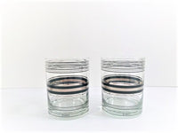 Load image into Gallery viewer, Culver Signed Mid-Century Silver and Black Band Double Old Fashion Glasses (Set of 2)
