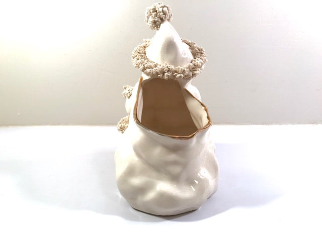 Napco White and Gold Spaghetti Trimmed Santa | Retro Solstice