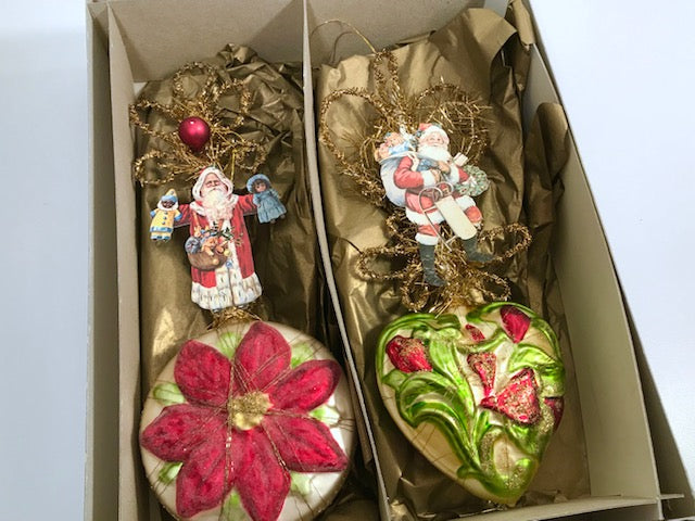 Department 56 Vintage Heirloom Hand Blown Christmas Santa (Set of