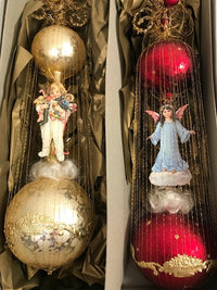 Load image into Gallery viewer, Department 56 Vintage Heirloom Hand Blown Christmas Angel &amp; Child (Set of 2)
