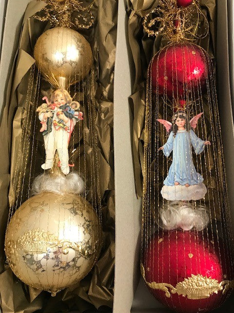 Department 56 Vintage Heirloom Hand Blown Christmas Angel & Child (Set of 2)