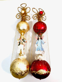 Load image into Gallery viewer, Department 56 Vintage Heirloom Hand Blown Christmas Angel &amp; Child (Set of 2)
