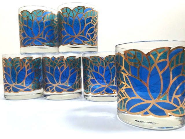 Georges Briard Signed Mid-Century Abstract Mosaic Glasses (Set of 6)